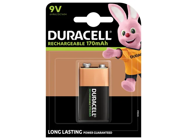 Batterij oplaadbaar Duracell 1x9Volt 170mAh Plus