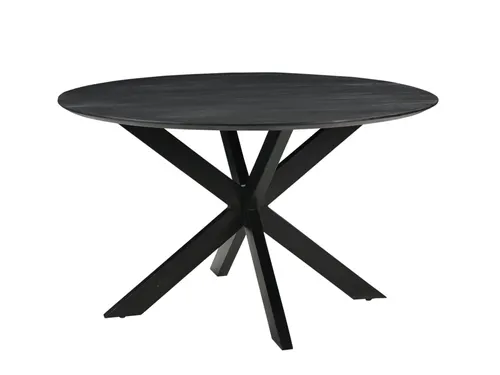 Vergadertafel Harper 130cm Rond Mango Zwart Spinpoot Zwart