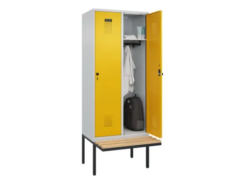 locker met bank,HxBxD 2120x800x815mm,2vak,vak B 400mm,draaigrendel