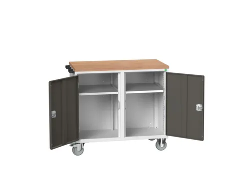 montagetafel 980x1050x600mm multiplexblad 2 kasten RAL7035 fr. RAL7016