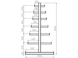 Draagarmstelling Dubbelzijdig 2000x4050x1090mm 7versch. Lange Armen - 2