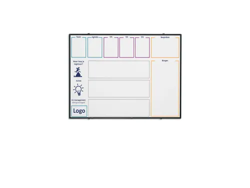 Bedrukt whiteboard 100x200cm Softline 8mm Zwart profiel