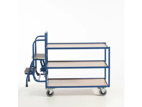 Orderverzamelwagen 990x590mm Totale H 1135mm 3 Etages Hout Ral5010