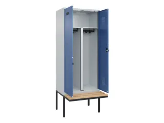 PBM-locker met bank,HxBxD 2120x800x815mm,2vak,vak B 400mm,draaigrendel - 1