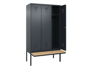 locker met bank,HxBxD 2120x1200x815mm,3vak,vak B 400mm,cilinderslot - 1