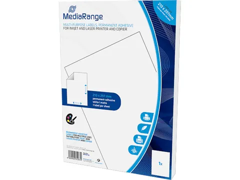 Mediarange Etiketten A4 (210X297Mm) 50Stuk Wit Permanent