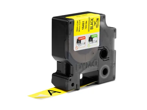 Labeltape Dymo Rhino 18491 Nylon 19mmx3.5m Zwart Op Geel