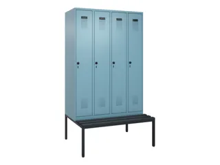 locker met bank,voor scheiding van kleding,HxBxD 2120x1200x815mm,4vak - 2