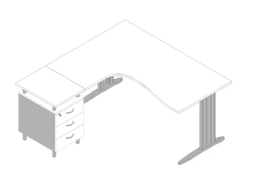 bureauset bureau staand ladeblok links 730x1600x1650mm C-voet wit