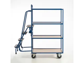 Orderverzamelwagen 990x590mm Totale H 1900mm 4 Etages Hout Ral5010 - 1