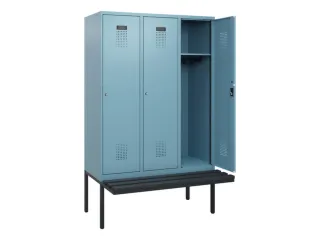 locker met bank,HxBxD 1950x1200x815mm,3vak,vak B 400mm,cilinderslot - 1