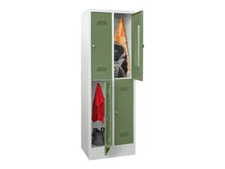 dubbeldekse locker,HxBxD 1850x600x500mm,2x2vak.,RAL7035,front RAL6011 - 2
