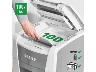 Papiervernietiger Leitz IQ Auto+ Small Office 100 P-4 snippers 4x28mm - 4