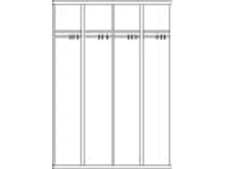 garderobekast,HxBxD 1850x1170x500mm,4vak,RAL7035,front RAL5012 - 5