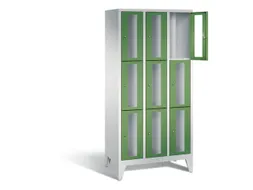 lockerkast 1850x900x500mm 3x3 vakken Cilinderslot Poten, RAL6011