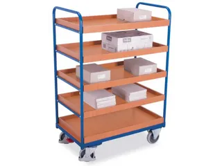 Etagewagen 250kg 850x500mm H 1530mm 5 Etages Hout Ral5010 - 3