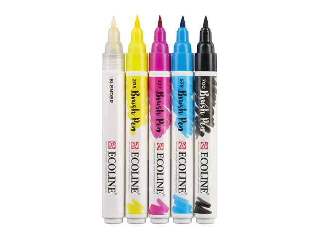 Brushpen Talens Ecoline set à 5 stuks primair