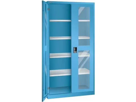 vitrinekast 1950x1000x580mm 4xStalen bodem key lock sokkel RAL5012