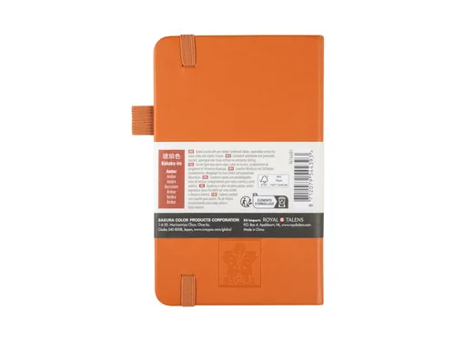 Notitieboek Sakura hard cover pocket lijn amber 90x140mm