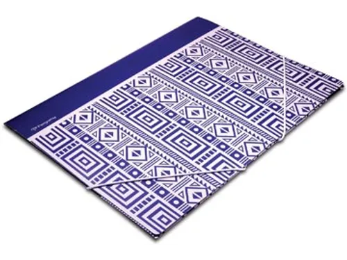 Ethnic elastomap met kleppen A4 blauw karton