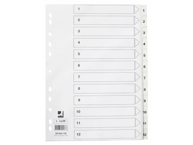 Tabbladen PP Set 1-12 Met Indexblad A4 11-Gaats Wit Personaliseerbaar