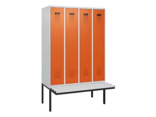 locker met bank,HxBxD 1950x1200x815mm,4vak,vak B 300mm,cilinderslot