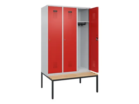 locker met bank,HxBxD 2120x1200x815mm,3vak,vak B 400mm,cilinderslot