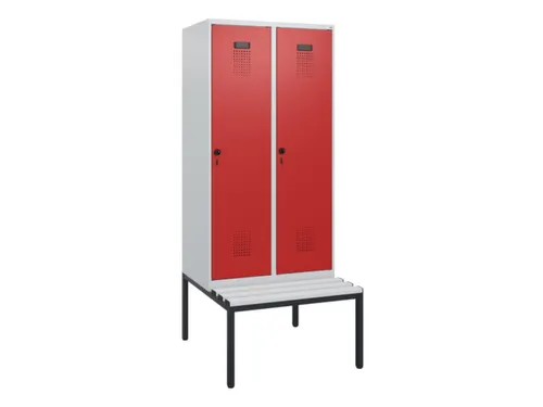 locker met bank,HxBxD 1950x800x815mm,2vak,vak B 400mm,draaigrendel