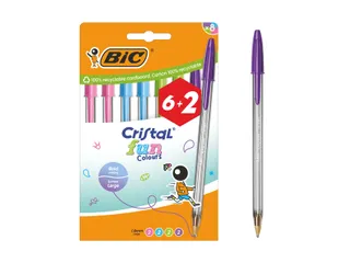 BIC Cristal fun Balpen 6+2 gratis Large 1.6mm assorti - 2