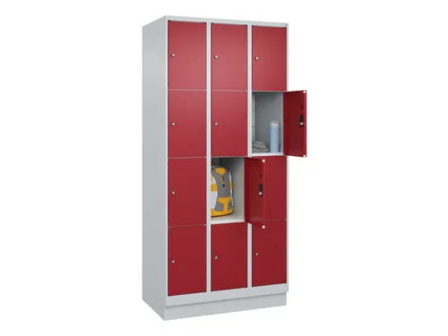 lockerkast,HxBxD 1950x900x500mm,3x4vakken,vak B 300mm,cil.-slot,sokkel