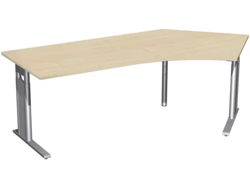 In hoogte verstelbaar hoekbureau 680-820x2166x1130mm esdoorn zilver