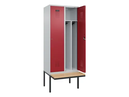 locker met bank,voor scheiding van kleding,HxBxD 2120x800x815mm,2vak