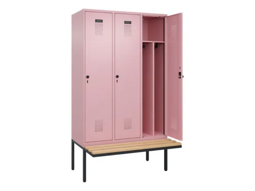 locker met bank,voor scheiding van kleding,HxBxD 2120x1200x815mm,3vak
