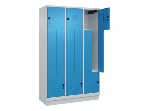Z-garderobekast,HxBxD 1950x1200x500mm,vak B 200/400mm,draaigrendel
