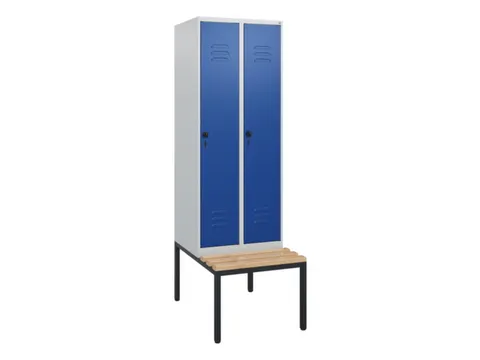 locker met bank,HxBxD 1950x600x815mm,2vak,vak B 300mm,draaigrendel
