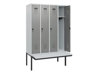 locker met bank,HxBxD 1950x1200x815mm,4vak,vak B 300mm,draaigrendel - 1