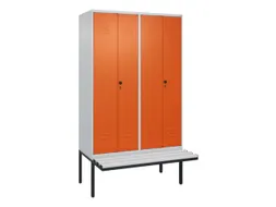 PBM-locker met bank,HxBxD 2120x1200x815mm,4vak,vak B 300mm