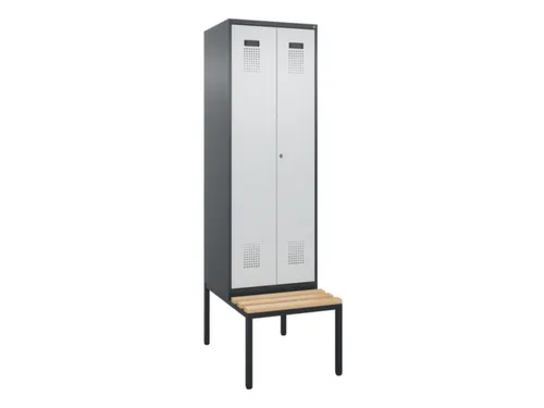 PBM-locker met bank,HxBxD 2120x600x815mm,2vak,vak B 300mm