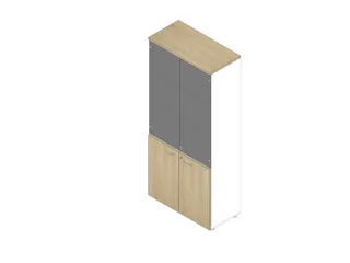 Vitrinekast 2000X900X450Mm Glazen Deuren 4Xhouten Vloer Romp Wit Eiken - 1