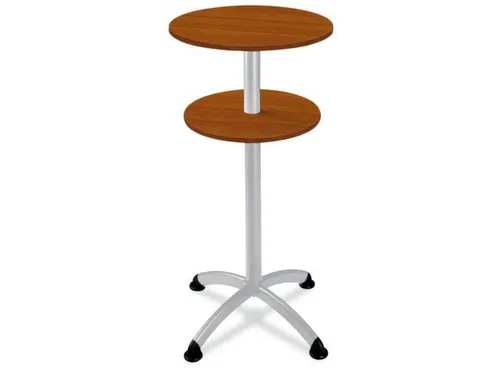 Statafel Stalen 4-Poots H 112cm Onderstel Alu Zilver Kersenhout