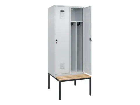 locker met bank,voor scheiding van kleding,HxBxD 2120x800x815mm,2vak