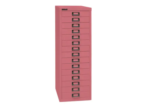 kantoor-ladekast HxBxD 860x279x380mm 15 laden romp + front pink staal