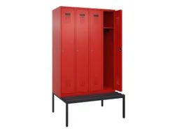 locker met bank,HxBxD 2120x1200x815mm,4vak,vak B 300mm,cilinderslot
