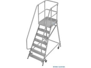 bordestrap,verrijdbaar,bordes H 1,7m,7treden,aluminium,4zwenkwielen - 10