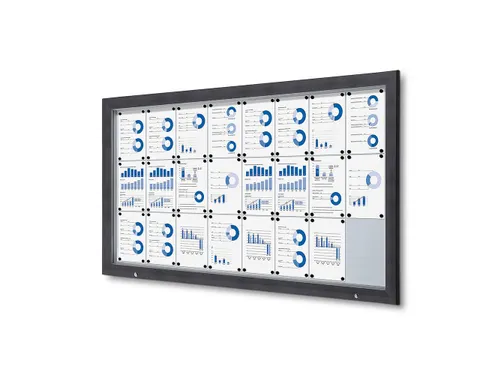 Vitrinekast mededelingenbord Outdoor 24xA4 met gasveer Antraciet