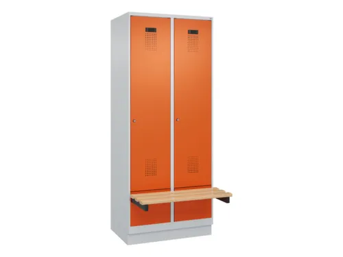 locker met bank,HxBxD 1950x800x815mm,2vak,vak B 400mm,cilinderslot