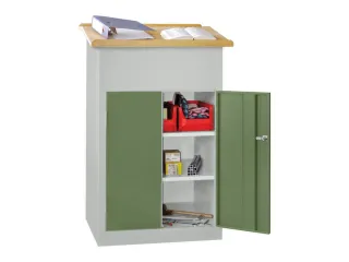 Massieve Lessenaarkast 1100/1200x700x600mm Ral 7035 Front Ral 6011 - 2