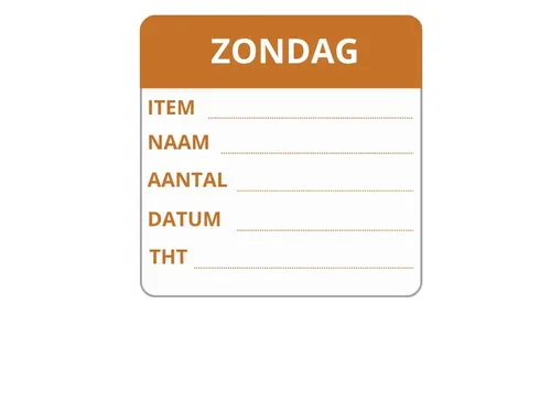 LabelLORD PL Dagetiket Zondag 50x50mm Bruin Flushlabel 250 stuks
