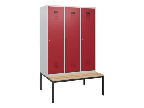 locker met bank,HxBxD 1950x1200x815mm,3vak,vak B 400mm,cilinderslot