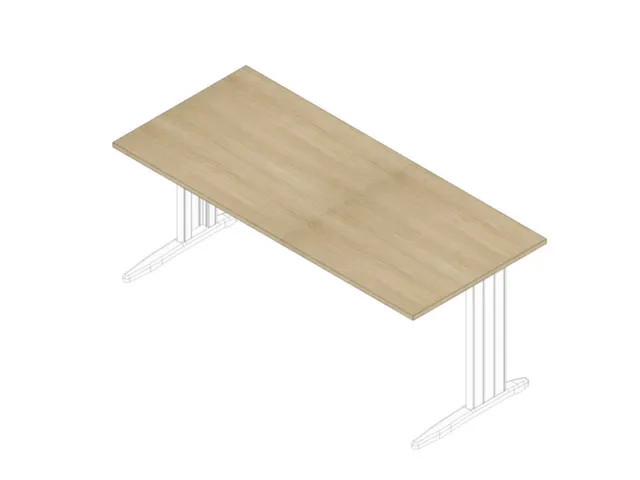 bureau,HxBxD 730x1800x800mm,blad eiken,C-voet wit